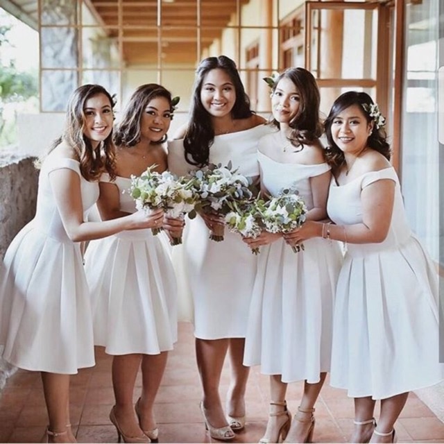 Midi dress scuba Putih