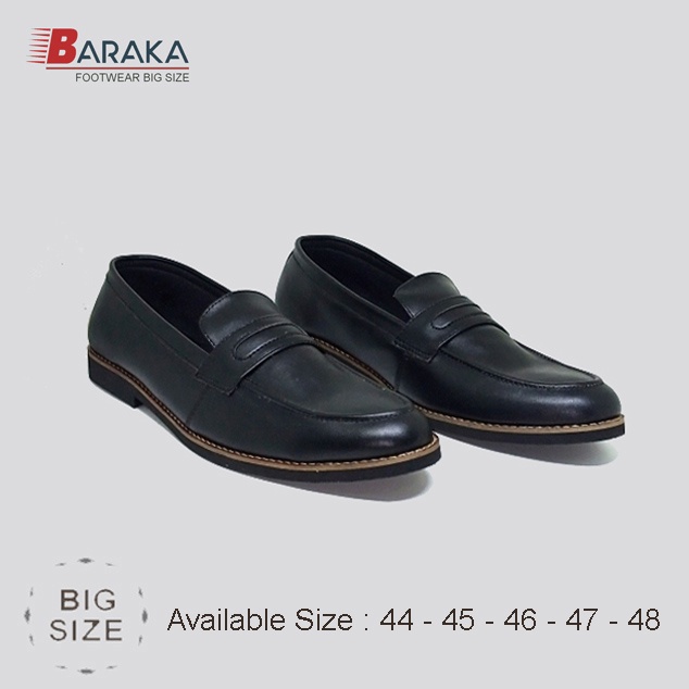 sepatu pantofel pria big size / sepatu casual formal cowo keren style / sepatu loafers kulit hitam / sepatu cowok laki laki pria ukuran besar jumbo nomer 43 44 45 46 47 48