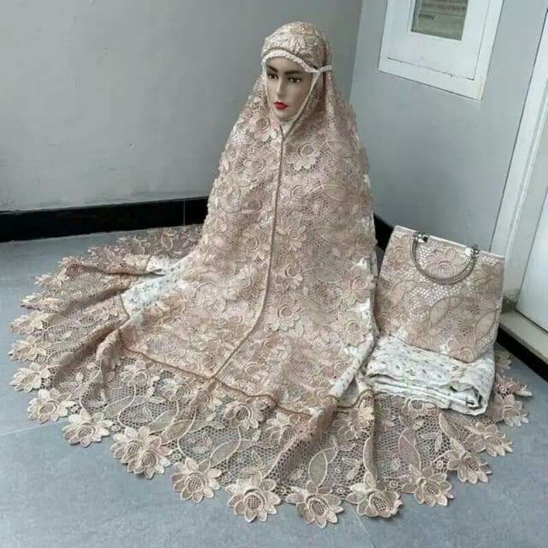 Mukenah Mukena Jumbo Dewasa Sutra Paris Prada Mewah kado mahar seserahan