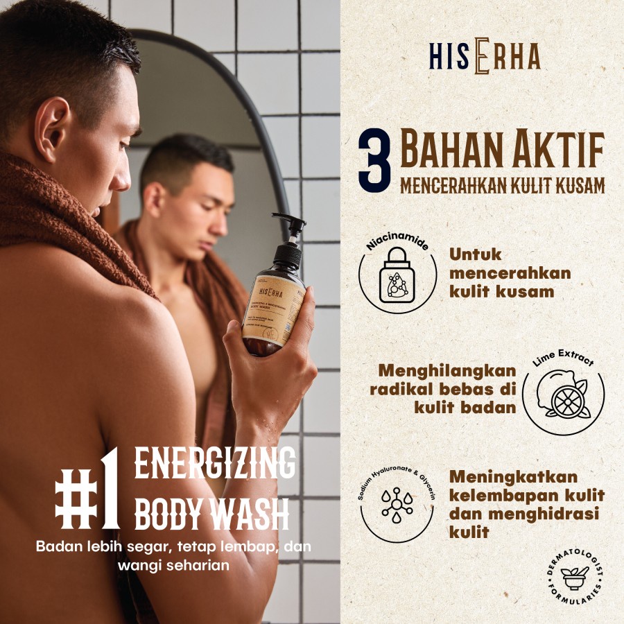 HISERHA Energizing &amp; Brightening Body Wash - Sabun Tubuh Pria