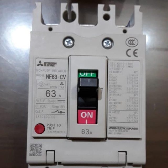 MCCB 63A 3 Phase Mitsubishi Made in Japan