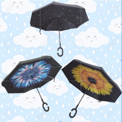 PAYUNG TERBALIK UNIK REVERSE UMBRELLA UPSIDE DOWN MOBIL HUJAN ANTI AIR GAGANG C CARS SOUVENIR TRAVEL
