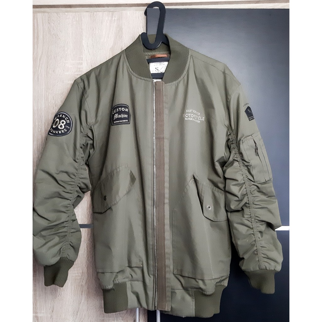 Jaket Bomber Bekas Preloved Hijau Army Second
