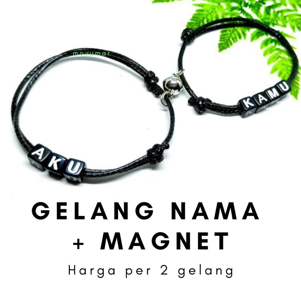 cod GELANG MAGNET COUPLE HURUF | GELANG TALI MAGNETIC BRACELET PARACORD CUSTOM INISIAL DAN NAMA