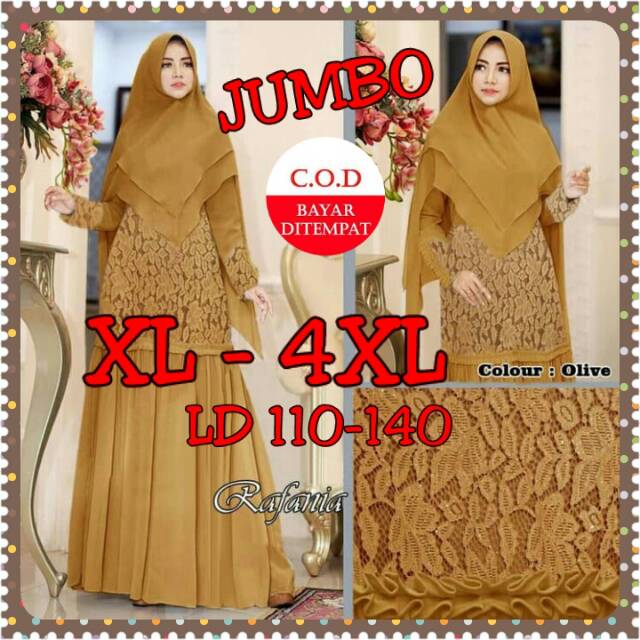 LD 110 140 Gamis  Brokat  Jumbo  Rafania Baju  Pesta Brukat 