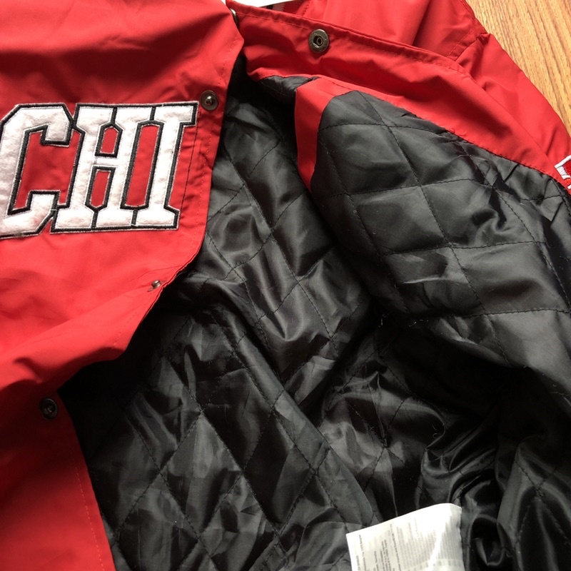 JAKET BOMBER VARSITY - CHICAGO MERAH FULLTAG JACKET BASEBALL COACH MIRROR ORIGINAL