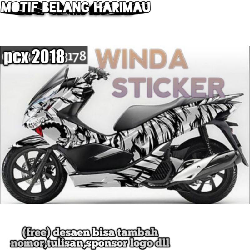 Decal Pcx 2018 full body motif macan putih