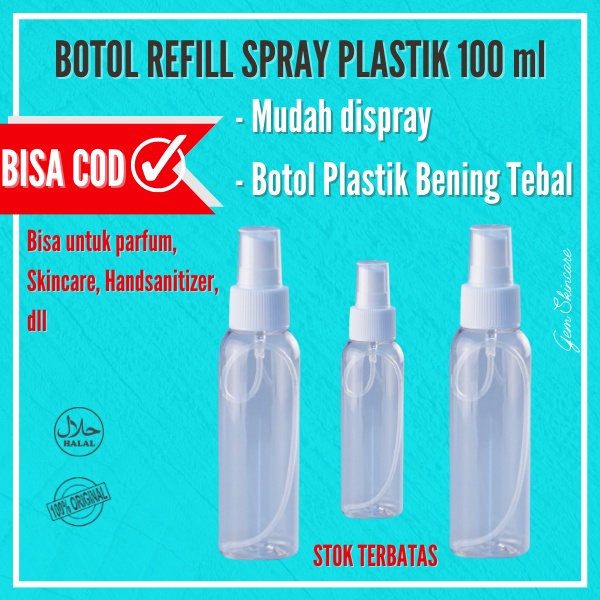 Botol Spray Plastik 100ml Refill Tebal Lebar Botol Refil Spray Bening Tebal Botol isi Ulang botol pl