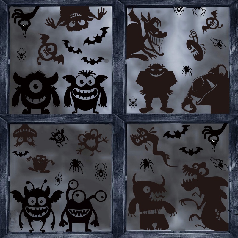 Zzz 44pcs Stiker Dinding / Jendela Tema Halloween Untuk Dekorasi