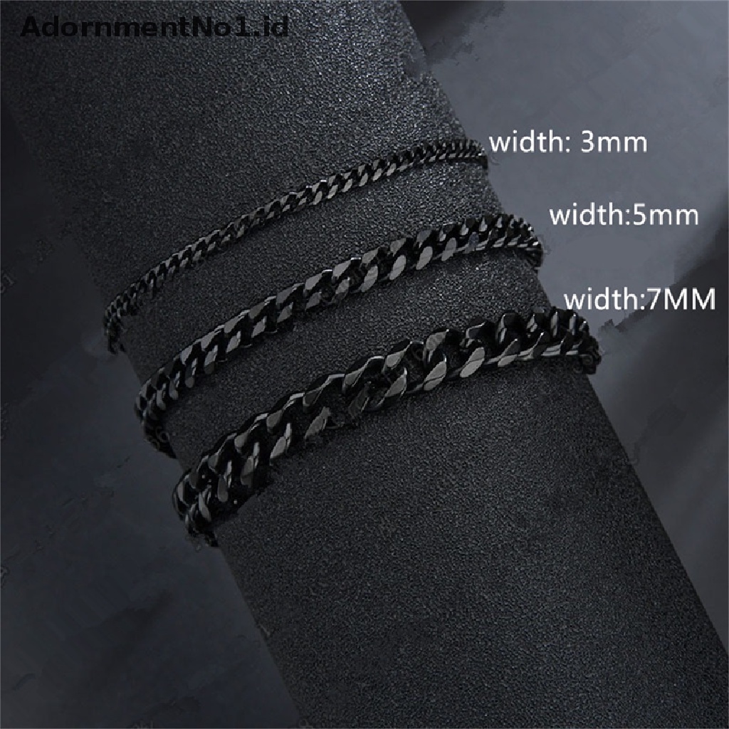 (AdornmentNo1) 2021 Gelang Tangan Rantai Stainless Steel Klasik Lebar 3 / 5 / 7mm Untuk Pria / Wanita