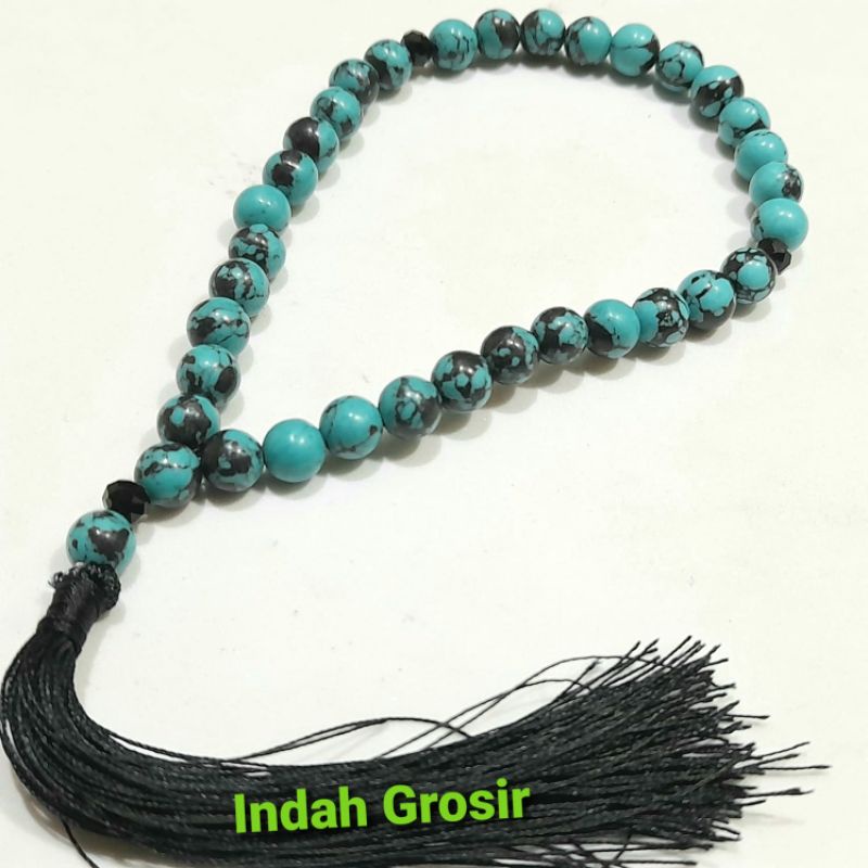 Tasbih Natural Batu Alam Pirus Turquoise 8mm 33butir Original