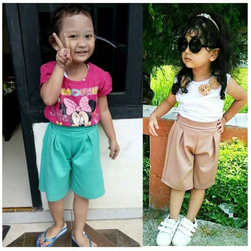 Celana Kulot Anak 3/4 Scuba Premium Usia 2-9 Thn Bisa Pilih Warna