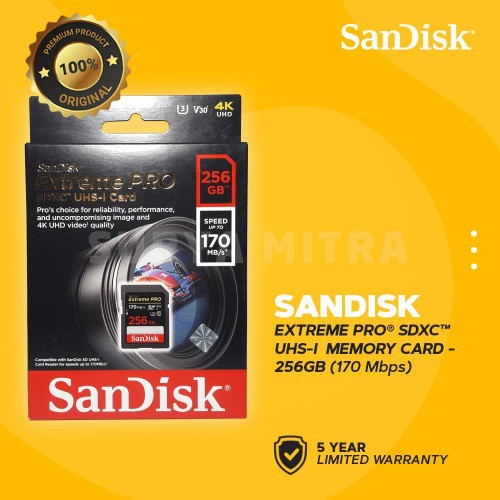 Sandisk SDHC / SDXC Extreme PRO 256GB 170 MB/s