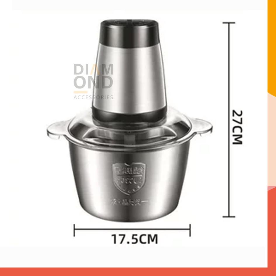 Kejar Kejutan BLENDER DAGING STAINLESS / BLENDER DAGING ELEKTRIK STAINLESS MULTIFUNGSI 2L / CHOPPER BLENDER PENGGILING DAGING STAINLESS / FOOD CHOPPER PROCESSOR STAINLESS / MEAT GRINDER STAINLESS