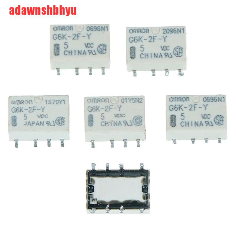 5pcs Relay Sinyal 8pin Dc 5v Smd G6K-2F-Y Untuk Omron