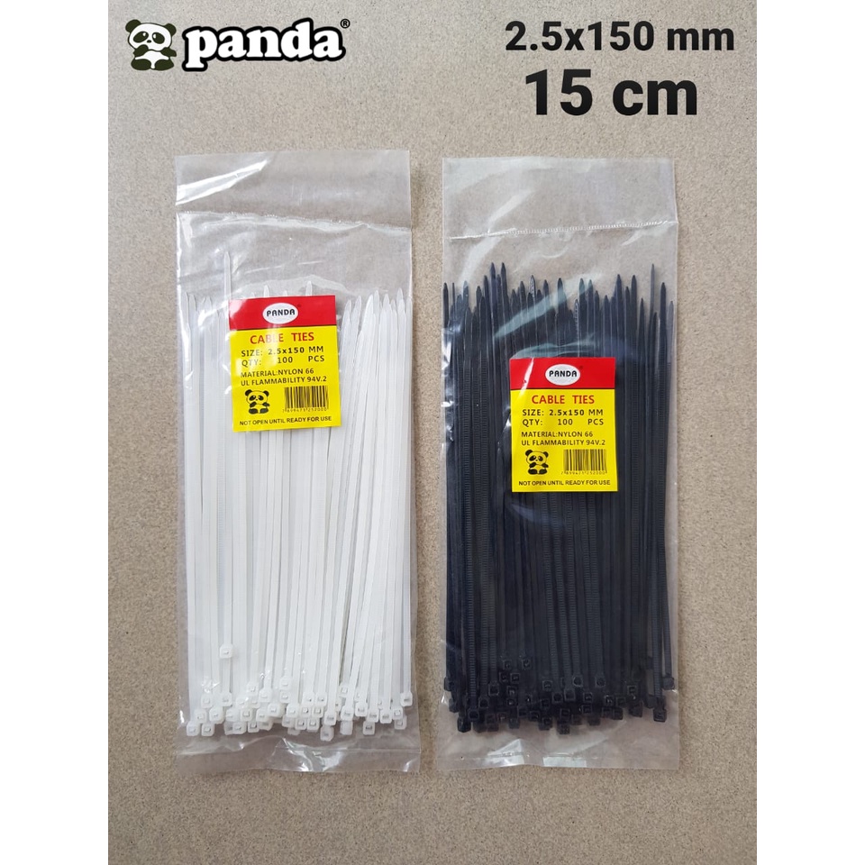 

KABEL TIS 2.5 x 150 MM PUTIH / HITAM - CABLE TIES PANDA 15 CM WHITE / BLACK - PENGIKAT NYLON (1 PACK isi 80 PCS)