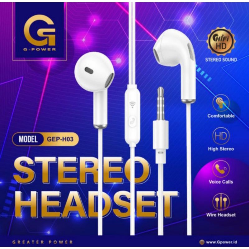 HF HANDSFREE HENSET G POWER GEP H03 STEREO