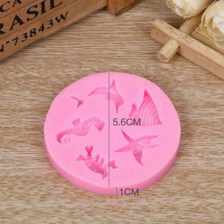 Cetakan Silikon Laut Silicone Mold Pink Sea World Premium Dolphin Star Fish Sea Horse Ikan Lumba Oven Safe Babymaniashop Jelly Clay Play Doh Resin