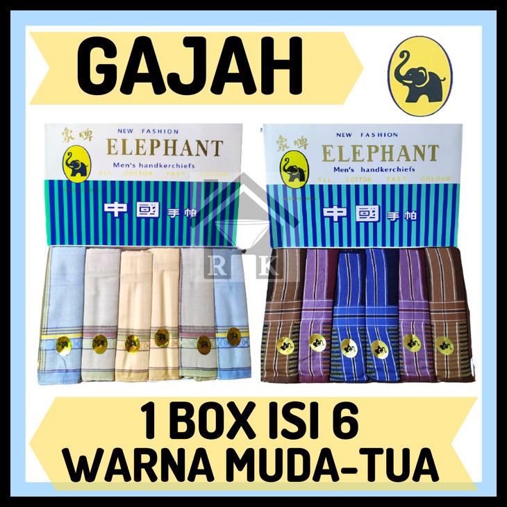 Sapu Tangan Pria / Selampe Cotton Elephant Cap Gajah (6 Pcs / Box)