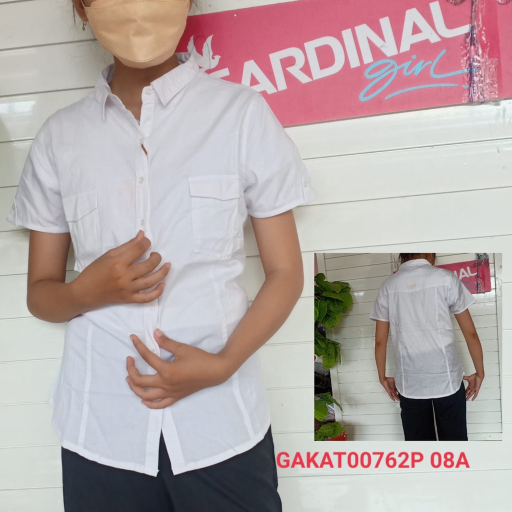 gof KPGB CARDINAL KEMEJA GIRL PUTIH Polos &amp; Motif Lengan Pendek Pakaian Hem Wanita Formal Distro Original