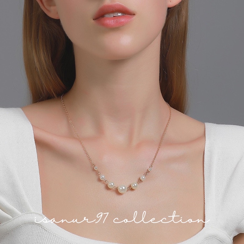 ISANUR97 | Necklace Pearl Kalung Mutiara Fashion Korea Dalam Rantai Klavikula Choker Mutiara Rantai