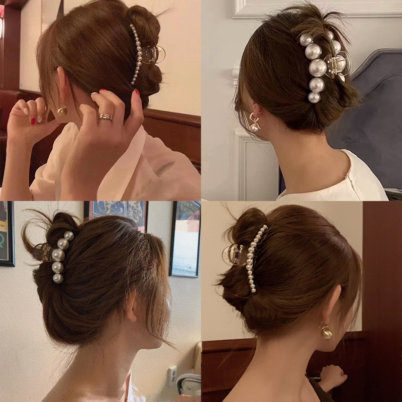 Fashion pearl clip elastic rubber band set women hair accessories classic headdress