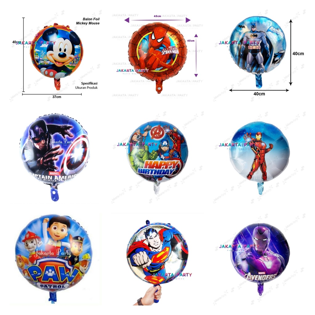 Balon Foil Bulat Karakter Cowok / Balon Bulat Karakter / Balon Foil Bulat