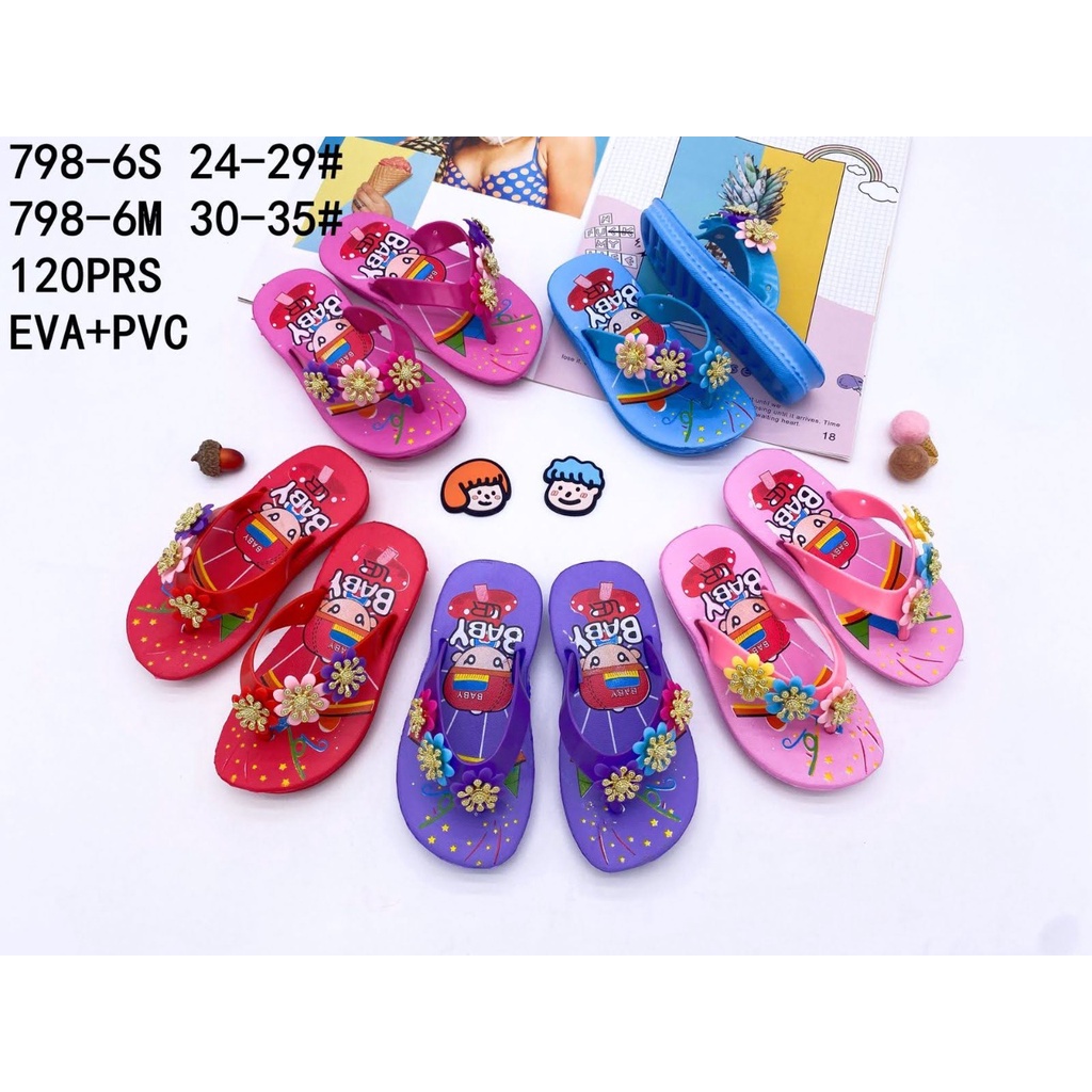 Sandal Japit Anak Kecil Motif Bunga Timbul LCR 798-6S ( KNS )