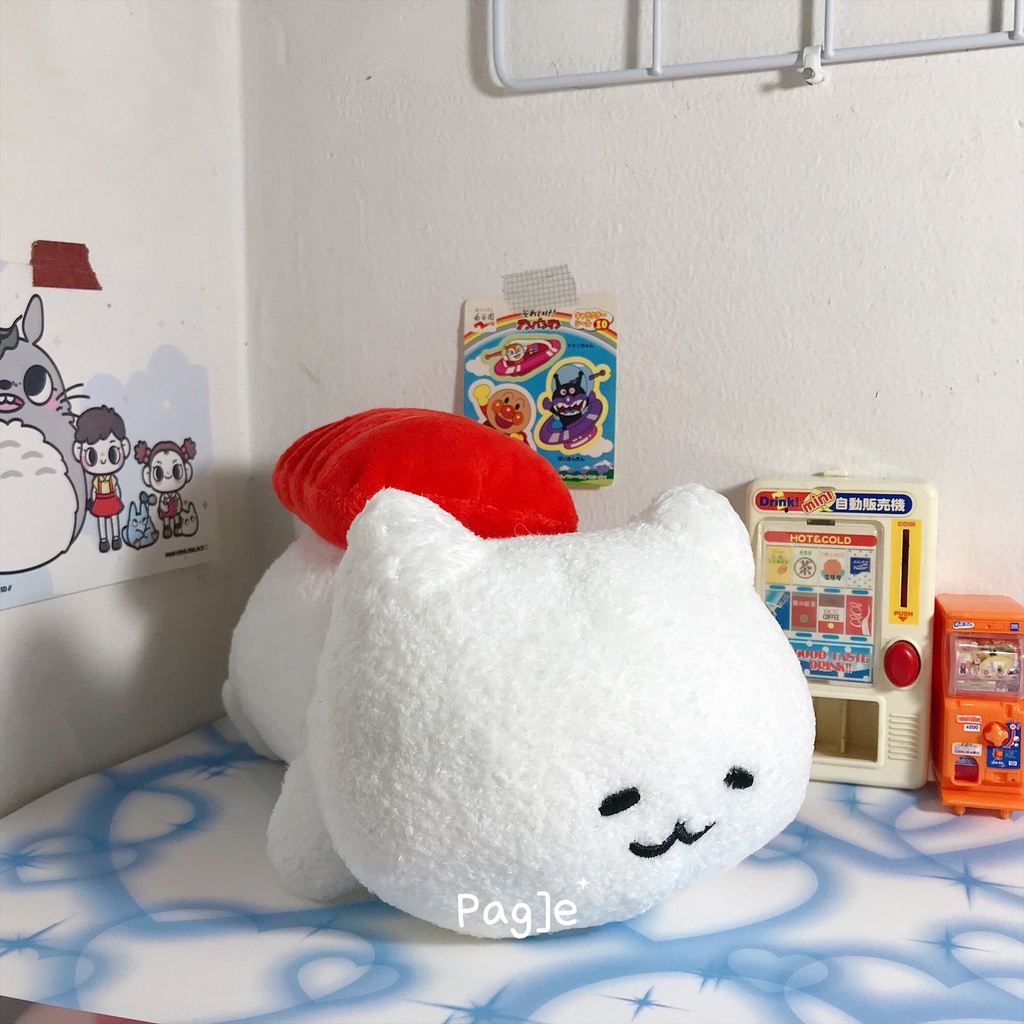 AMUSE Nekozanmai Kucing Cat Putih Sushi/ Sashimi Salmon [New Tag] - Plush Doll Boneka