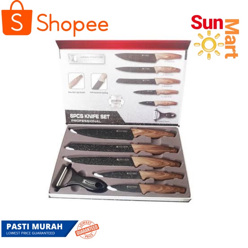 Pisau Set Imperial wd5pm / Kitchen Knife Set Premium / Pisau Dapur Set Anti Bakteri Keramik 6 pcs