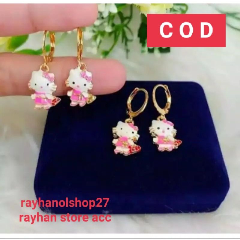 Anting Anak anak motif hello Kitty murah bahan lapis emas gold