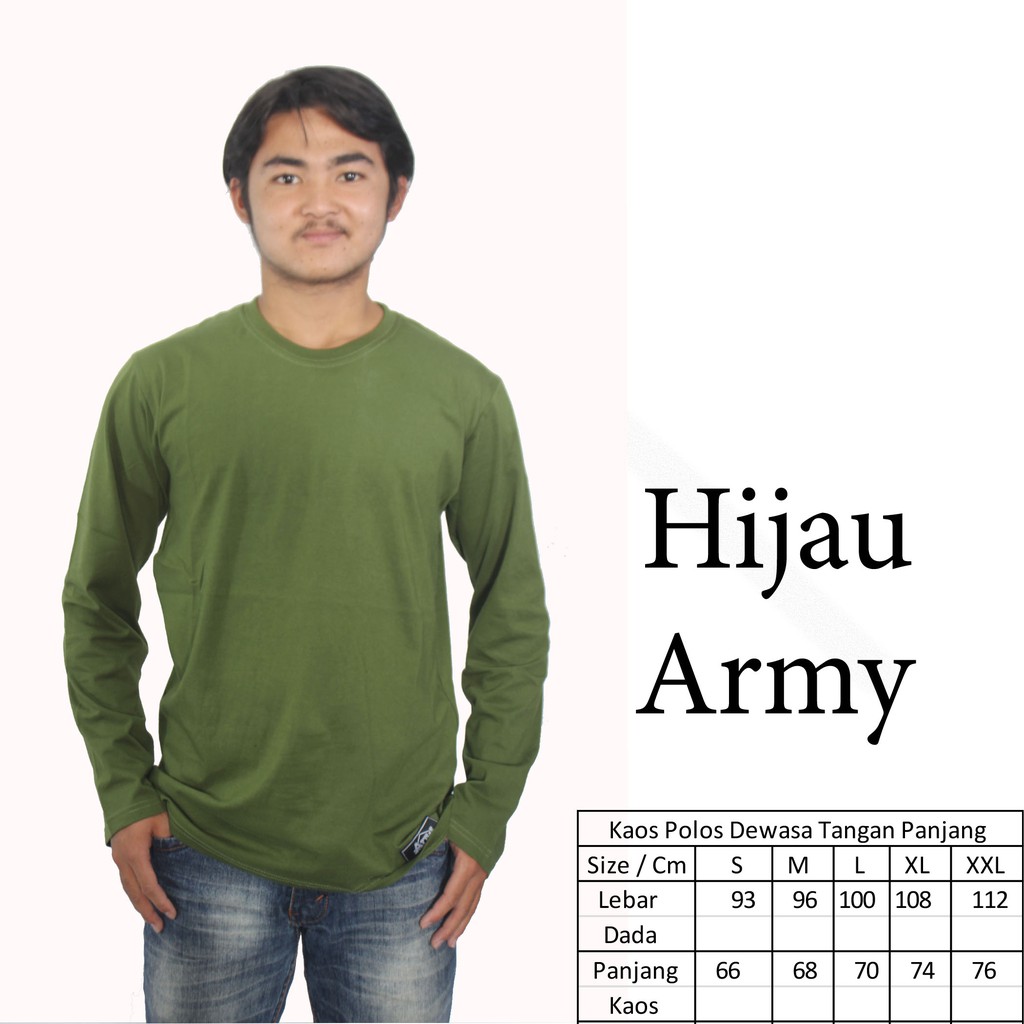 KAOS POLOS DEWASA COWOK PANJANG HIJAU ARMY