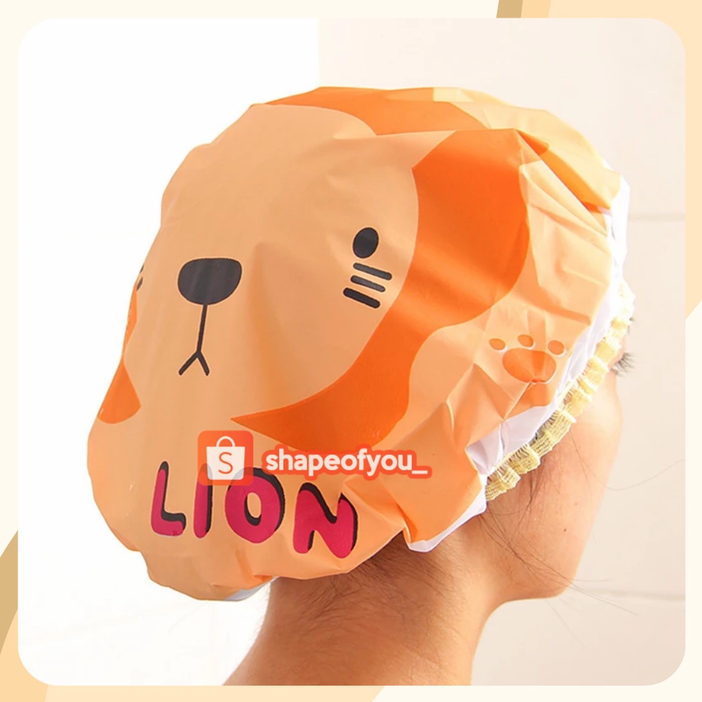 Shower Cap Topi Mandi Tahan Air Waterproof Karakter Kartun Lucu