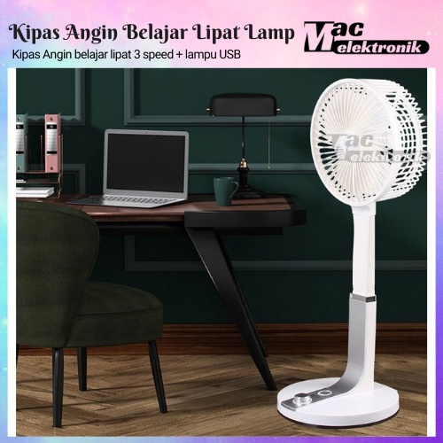 Kipas Lampu Emergency Kipas lampu Belajar Kipas Lipat Kipas lampu USB Fan Lipat Portable 8&quot;' dan lampu belajar F-2020 kipas angin berdiri