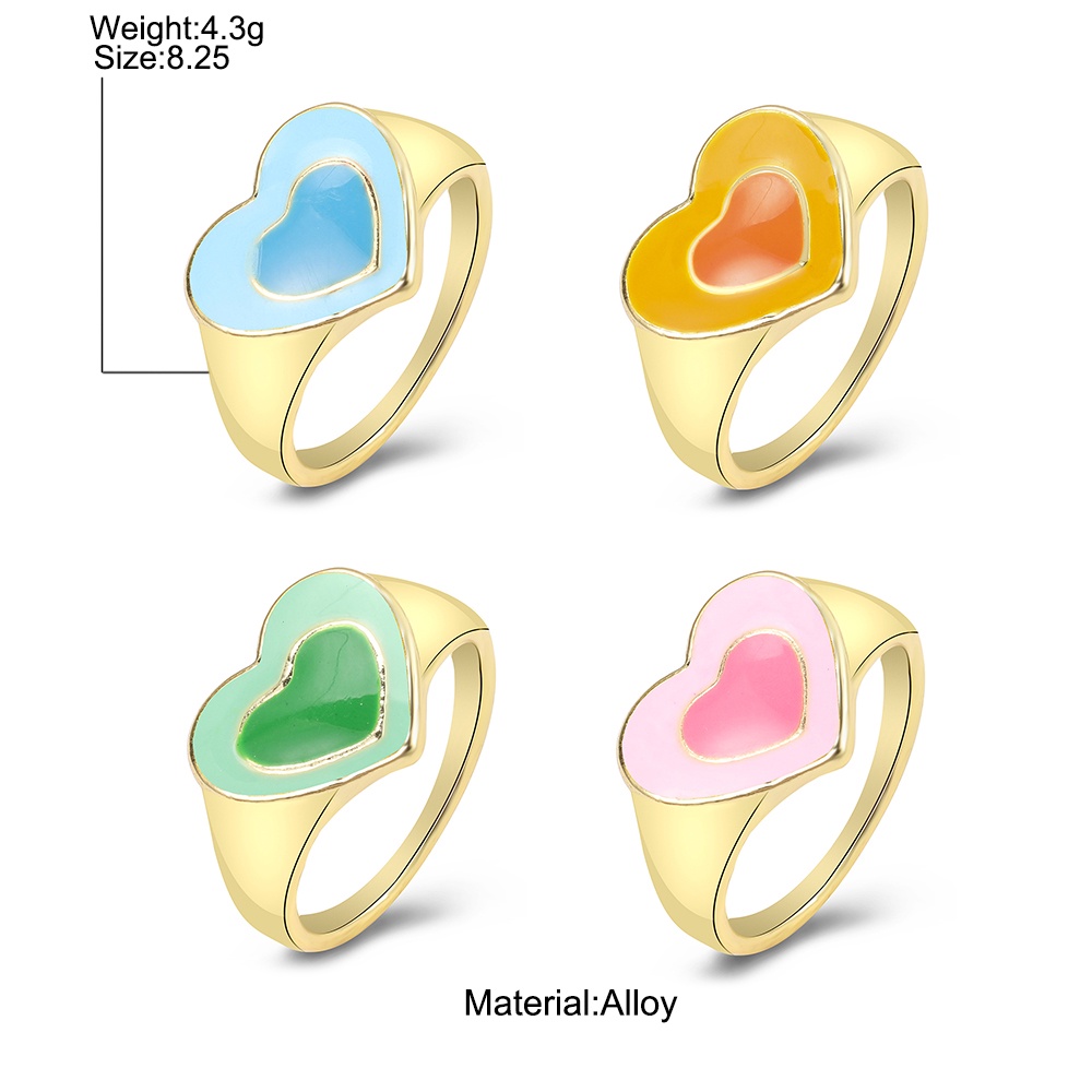 4 Pcs/set Fashion Colorful Heart-shaped Ring Set Korean Creative Rings Women Jewelry Accessories Gift