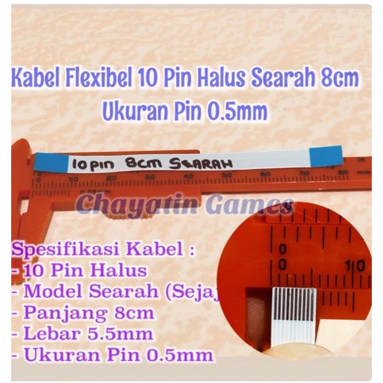 Kabel Flexibel 10 Pin Halus Searah Panjang 8cm - Ukuran Pin 0.5mm