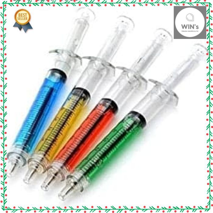 

C313 Pulpen Suntik Cair warna-warni untuk Souvenir Pernikahan Suntik injeksi bentuk ballpen bulpen