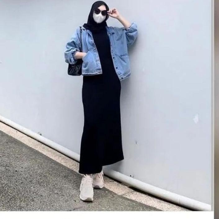 Terbaru - DRESS INNER SPAN Jersey Hyget Super Long Dres Overal Maxy  Tanpa Lengan Iner Gamis Wanita