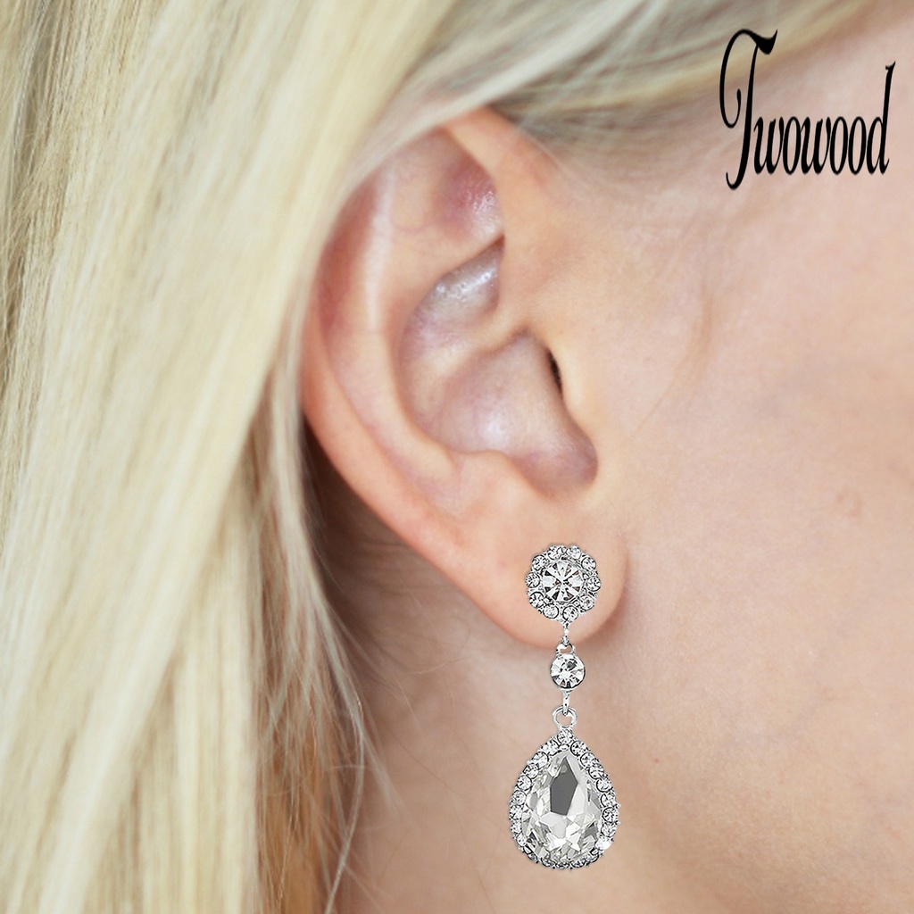 Anting Berlian Imitasi Model Water Drops Chandelier Untuk Wanita