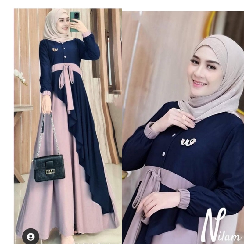 GAMIS TERBARU 2021 NILAM DRESS/BAJU GAMIS WANITA DEWASA/DRESS  KOMBINASI WARNA/GAMIS MALAYSIA/GAMIS 