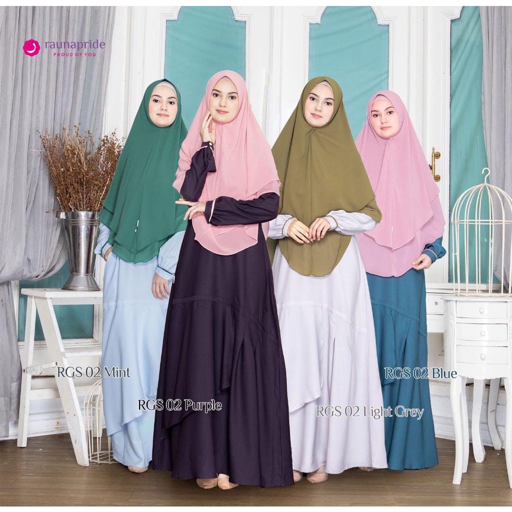 Rauna Gamis Syari Jumbo RGS 02 / Dress Muslim  / Fashion Muslim / Rauna Set Hijab Jumbo