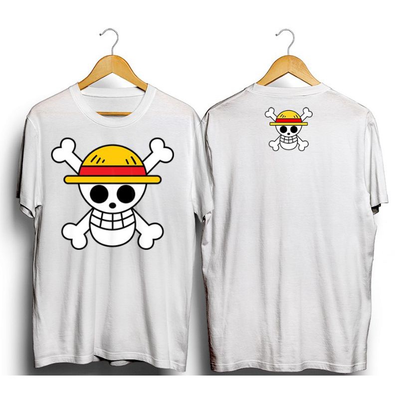 Baju Tshirt Kaos Distro Fashion Cowok/Cewek Dewasa Anime Onepiece Topi Putih