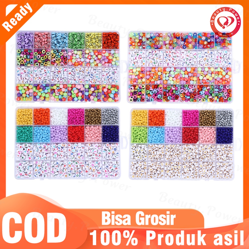 24 Grid Smiley Huruf Manik-manik Kotak Set DIY Mainan manik edukasi anak/ DIY Meronce Kalung Gelang Anak Elastis Tali Alat Set DIY Kerajinan Bahan Akrilik Alfabet Manik-manik Kit