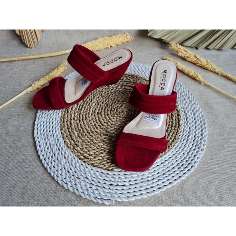 ABBUSHOES Ss 43 sandal hak wanita terbaru bahan suede