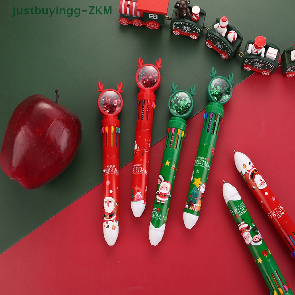 (justbuyingg) Pulpen 10 Warna Untuk Hadiah Natal / Sekolah / Kantor