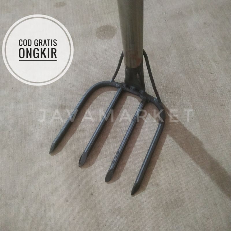 Garuk Kecil Pegangan Besi | Garpu Taman Gagang Besi | Garu Sampah dan Tanah
