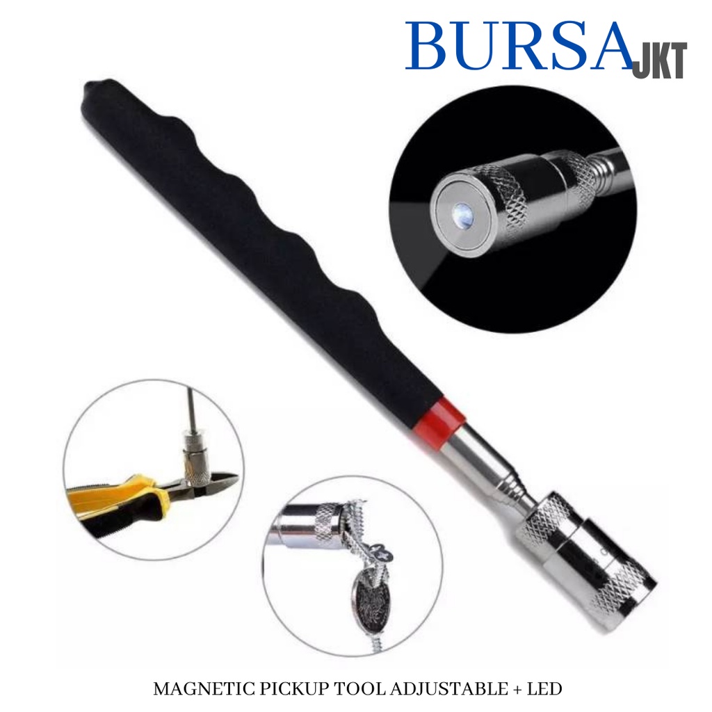 MAGNETIC PICKUP TOOL TELESCOPIC + LED CAPIT PENGAMBIL BARANG DILENGKAPI MAGNET DAN LAMPU ADJUSTABLE