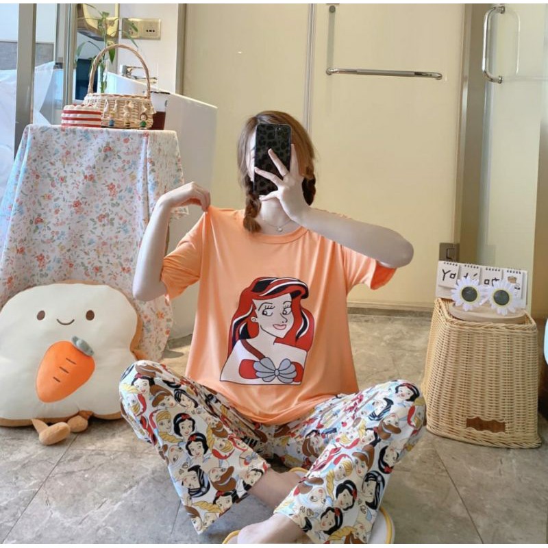 Piyama Baju Tidur Setelan CP Disney Ariel Little Mermaid Import