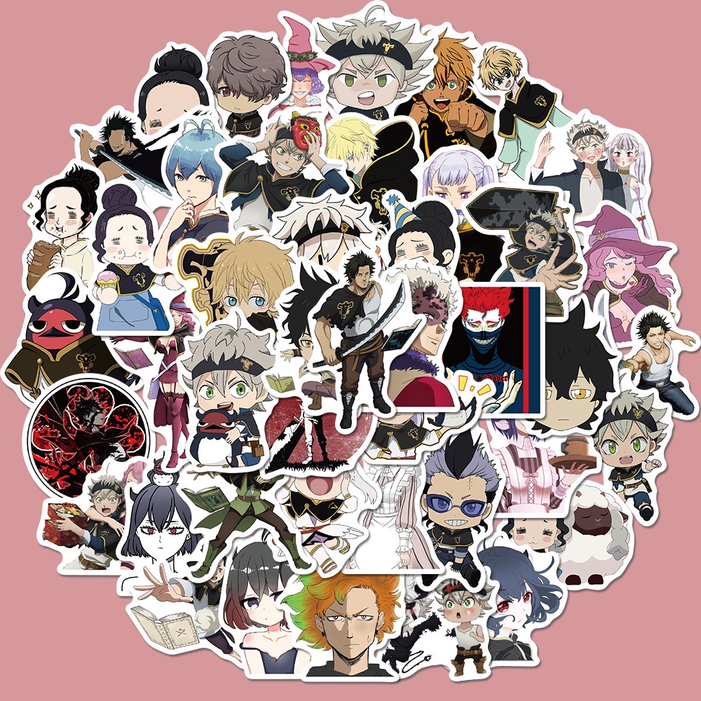 50pcs anime black clover cartoon laptop guitar decoration waterproof stickers