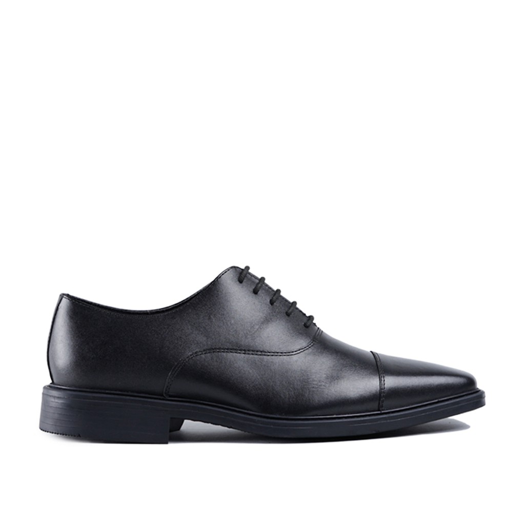 Prabu Naka Black Sepatu Kulit Oxford Pria Hitam Model Square Toe Formal Casual Sol Karet Black Sepat